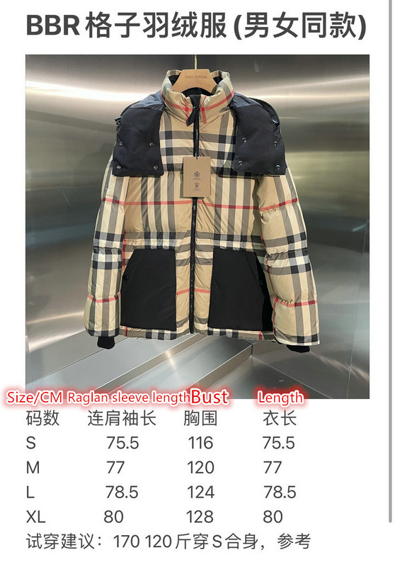 YUPOO-Burberry Down jacket Men's and Women's Code: YC3009 $: 219USD