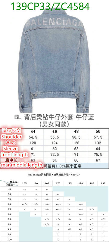 Balenciaga-Clothing Code: ZC4584 $: 139USD