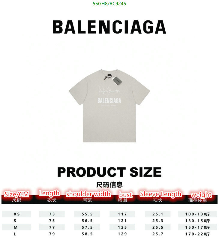 Balenciaga-Clothing Code: RC9245 $: 55USD