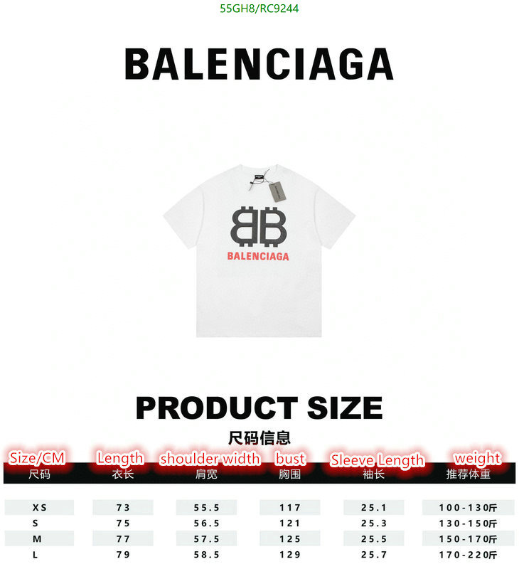 Balenciaga-Clothing Code: RC9244 $: 55USD