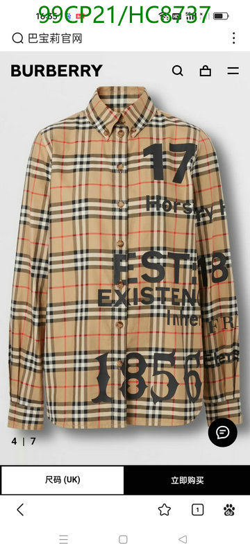 Burberry-Clothing Code: HC8737 $: 99USD