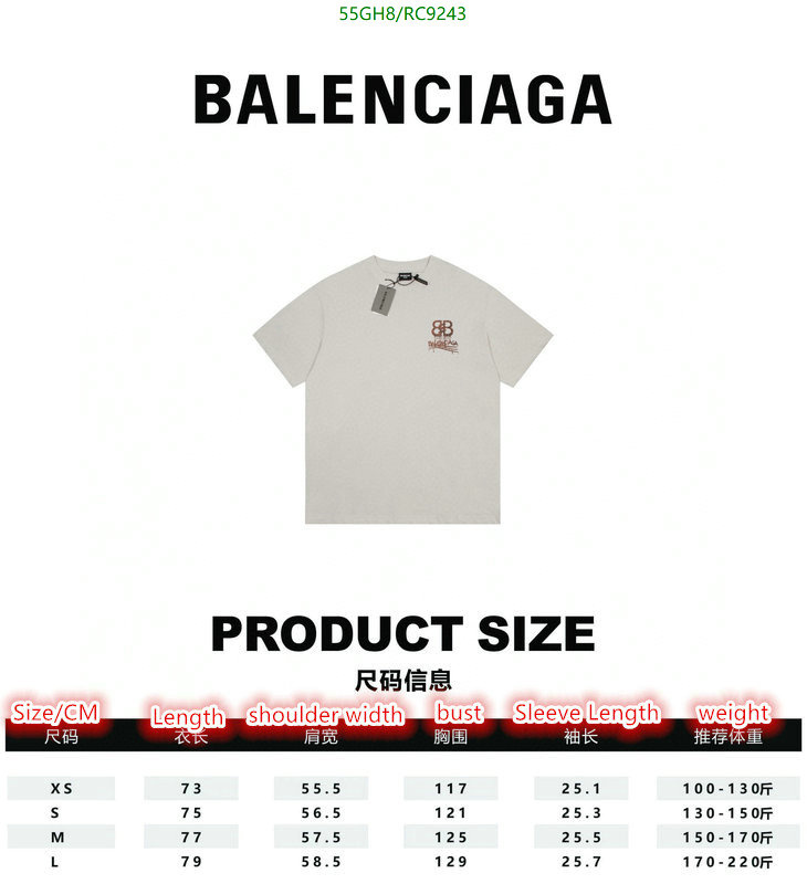 Balenciaga-Clothing Code: RC9243 $: 55USD