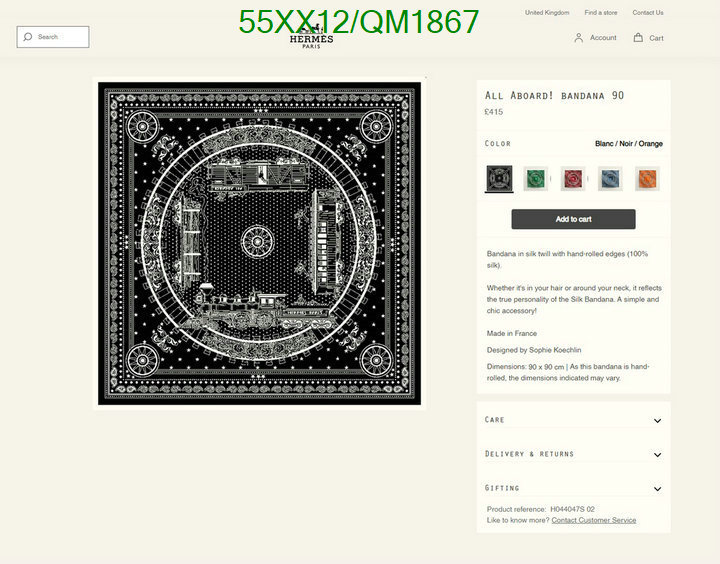 Hermes-Scarf Code: QM1867 $: 55USD