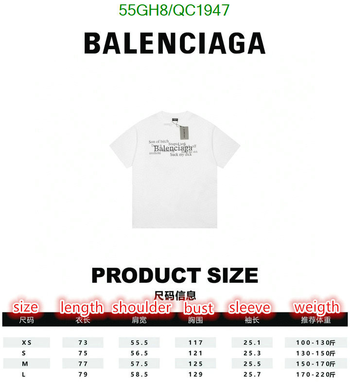 Balenciaga-Clothing Code: QC1947 $: 55USD