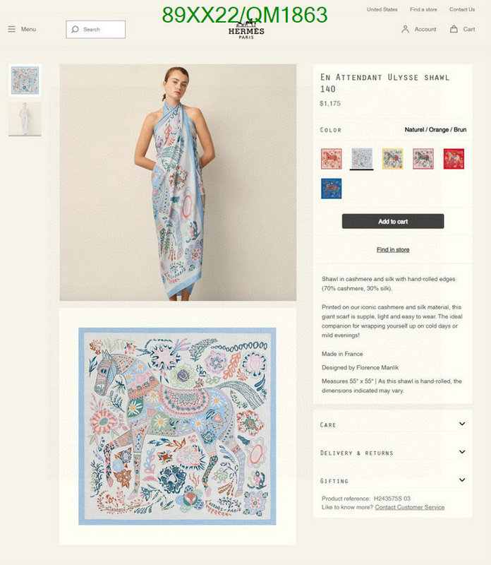 Hermes-Scarf Code: QM1863 $: 89USD