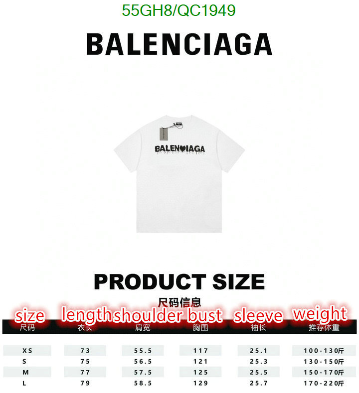 Balenciaga-Clothing Code: QC1949 $: 55USD