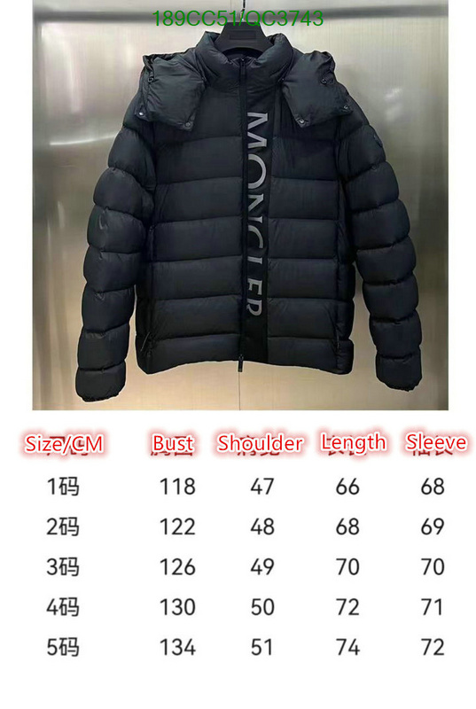 Moncler-Down jacket Men Code: QC3743 $: 189USD