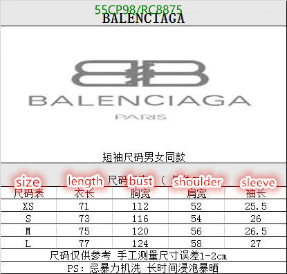 Balenciaga-Clothing Code: RC8875 $: 55USD