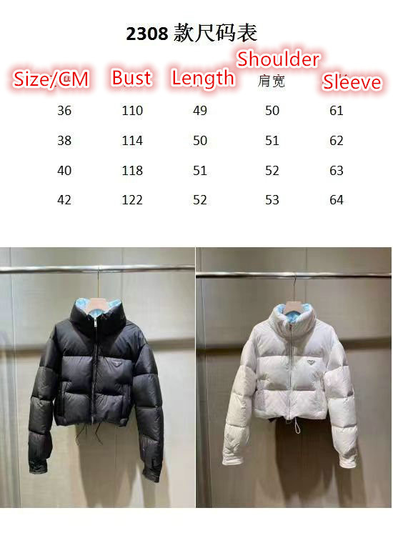 Prada-Down jacket Women Code: QC3168 $: 159USD