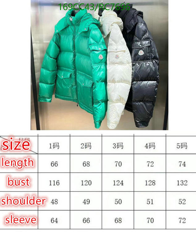 Moncler-Down jacket Men Code: RC7696 $: 169USD