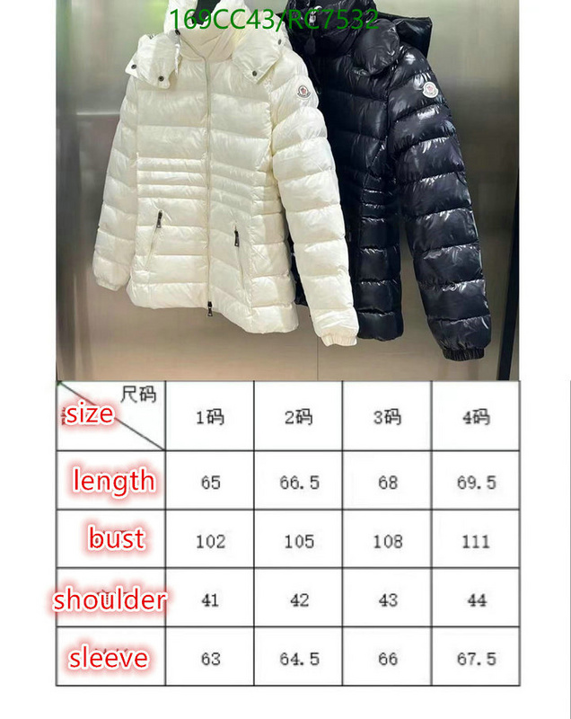 Moncler-Down jacket Women Code: RC7532 $: 169USD