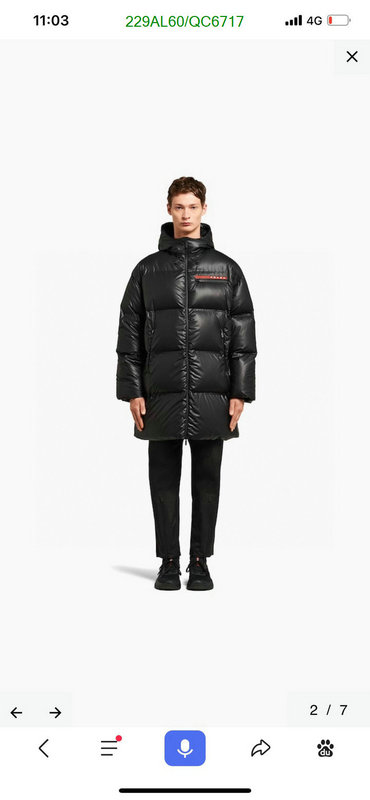 Prada-Down jacket Men Code: QC6717 $: 229USD