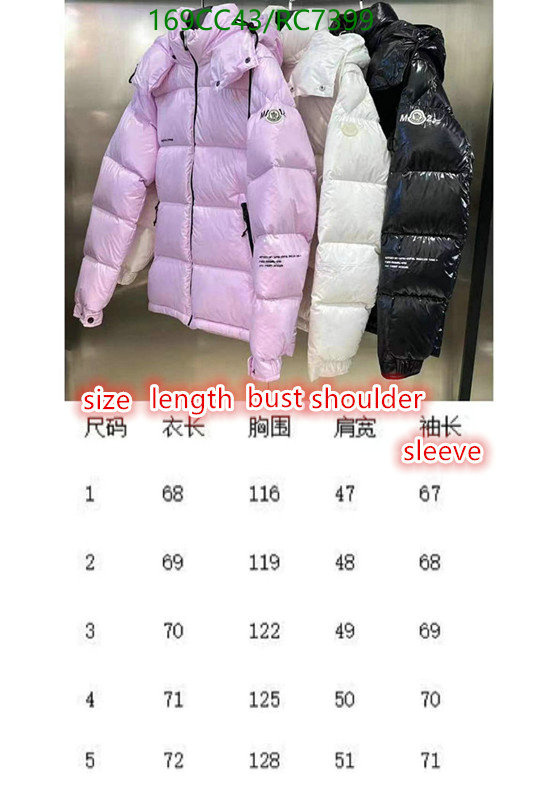 Moncler-Down jacket Women Code: RC7399 $: 169USD