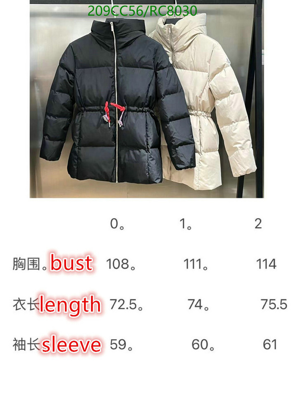 Moncler-Down jacket Women Code: RC8030 $: 209USD