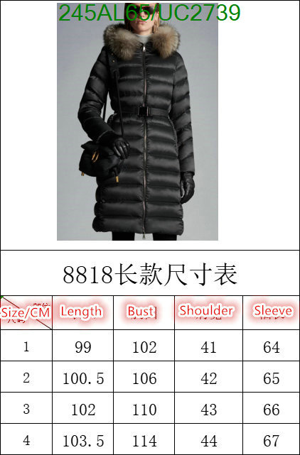 Moncler-Down jacket Women Code: UC2739 $: 245USD