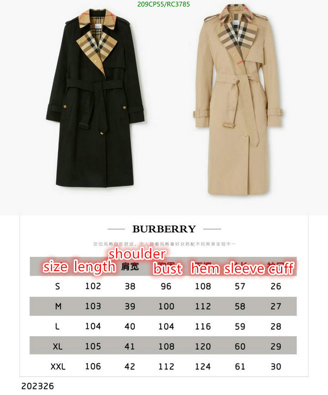 Burberry-Down jacket Women Code: RC3785 $: 209USD