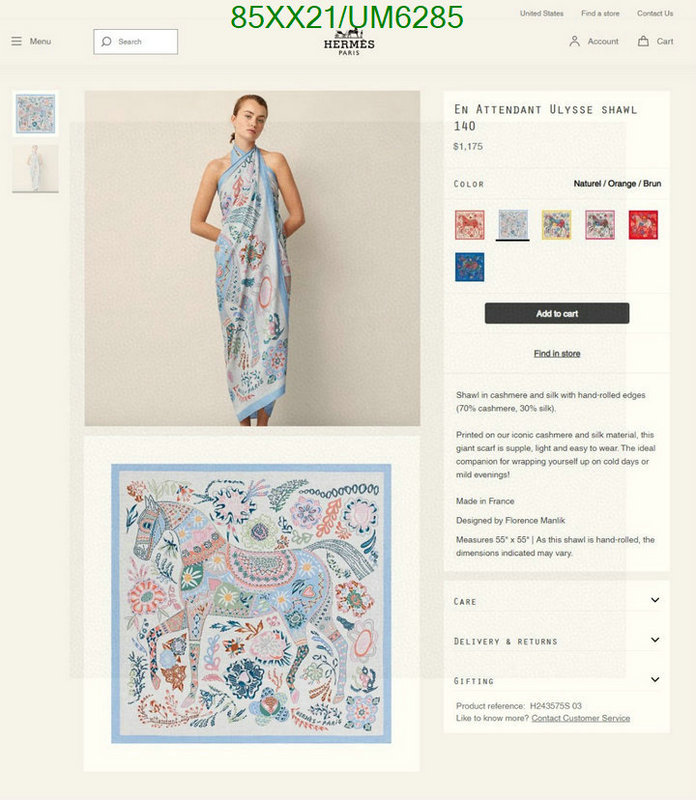 Hermes-Scarf Code: UM6285 $: 85USD