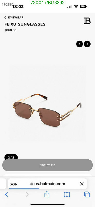 Balmain-Glasses Code: BG3392 $: 72USD