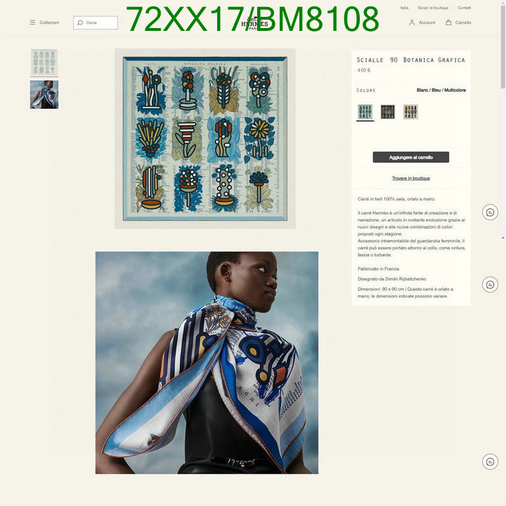 Hermes-Scarf Code: BM8108 $: 72USD