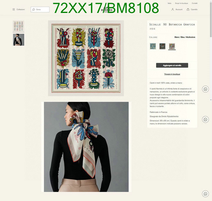 Hermes-Scarf Code: BM8108 $: 72USD