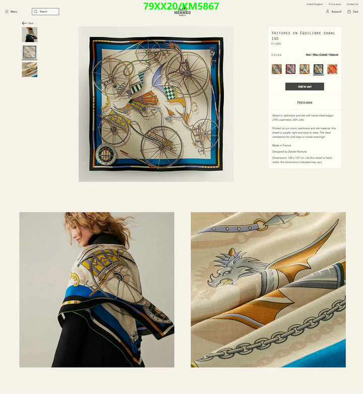 Hermes-Scarf Code: KM5867 $: 79USD