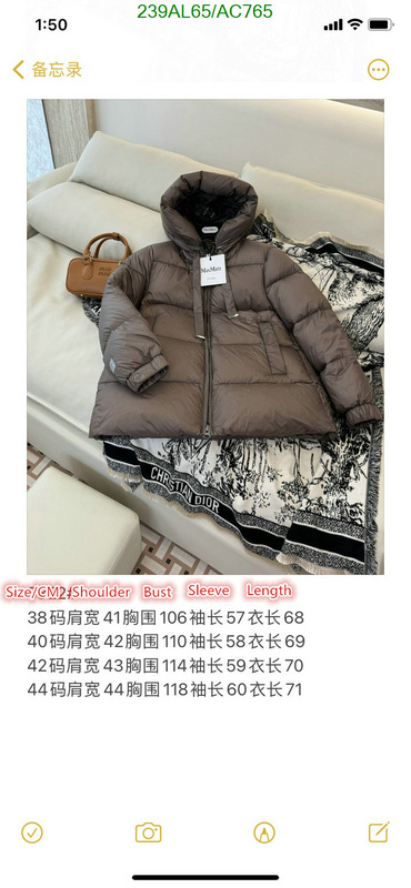 MaxMara-Down jacket Women Code: AC765 $: 239USD