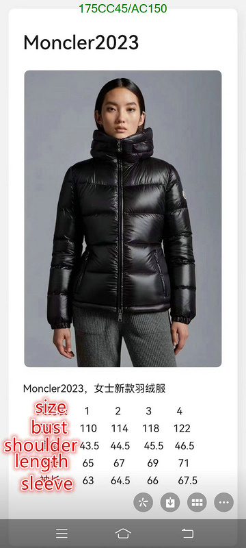 Moncler-Down jacket Women Code: AC150 $: 175USD