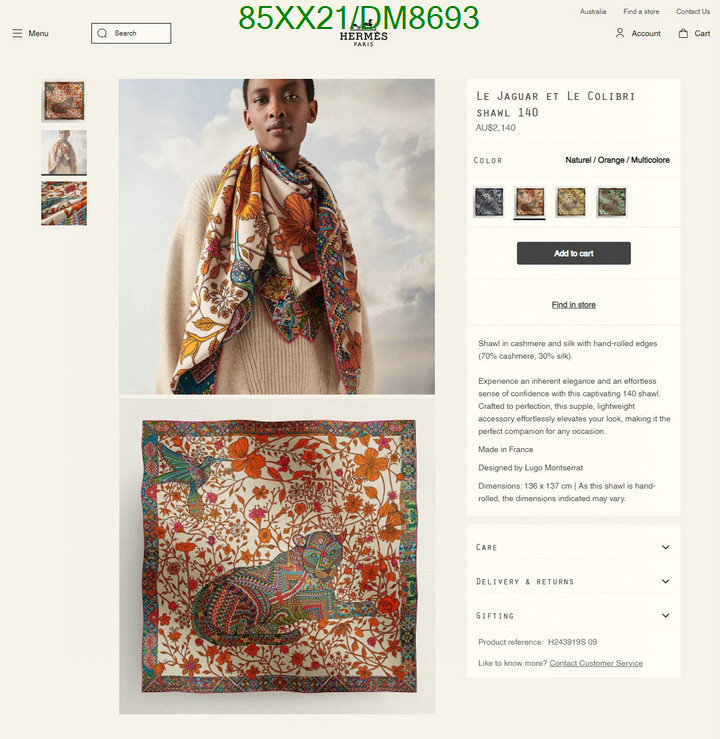 Hermes-Scarf Code: DM8693 $: 85USD