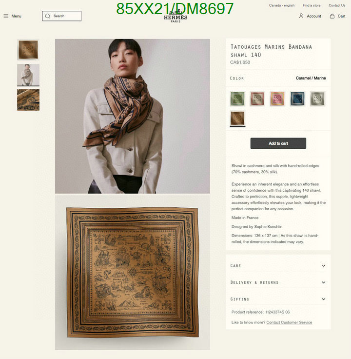 Hermes-Scarf Code: DM8697 $: 85USD