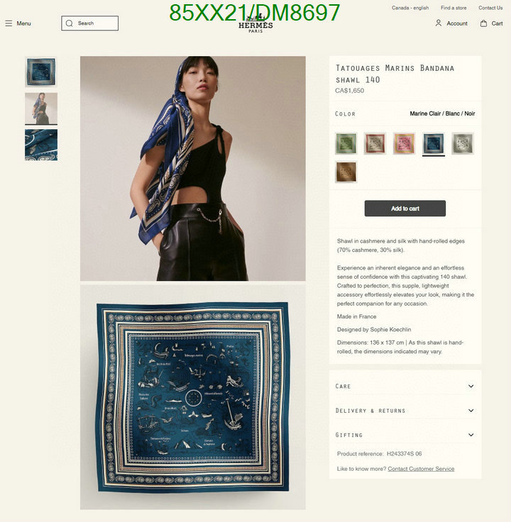 Hermes-Scarf Code: DM8697 $: 85USD