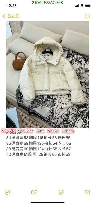 MaxMara-Down jacket Women Code: AC768 $: 219USD