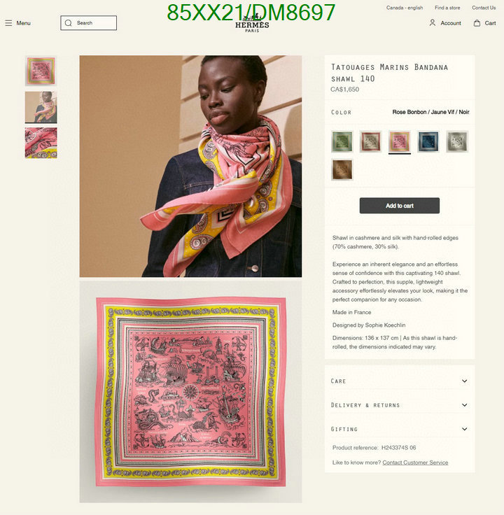 Hermes-Scarf Code: DM8697 $: 85USD