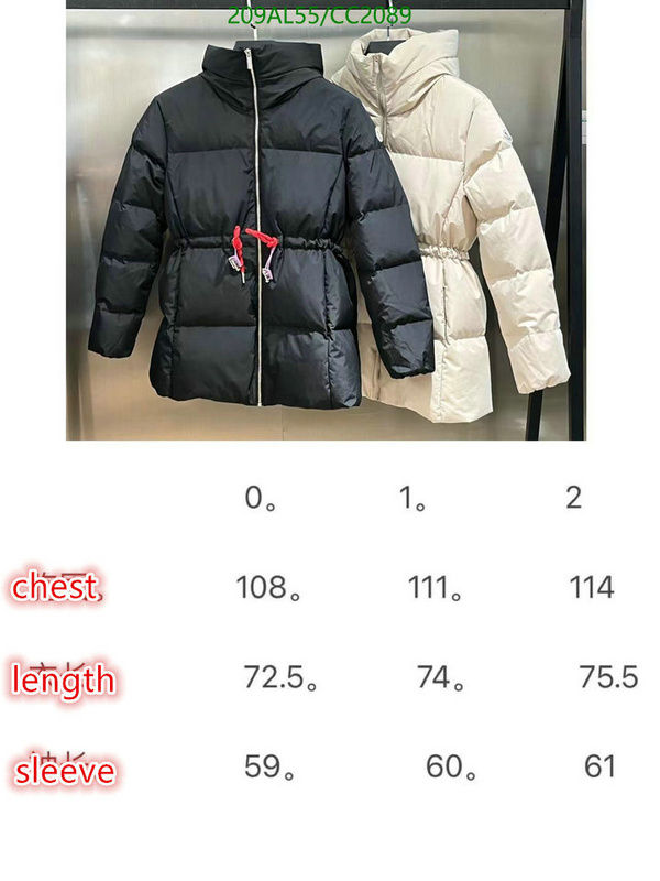 Moncler-Down jacket Women Code: CC2089 $: 209USD