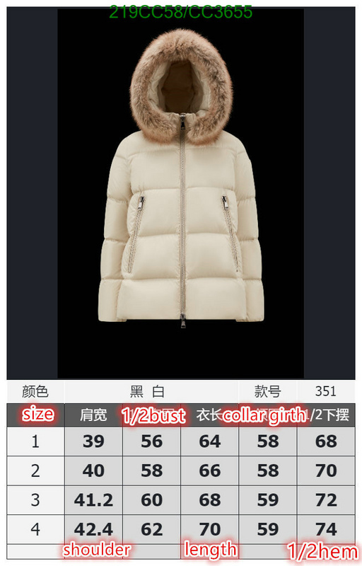 Moncler-Down jacket Women Code: CC3655 $: 219USD