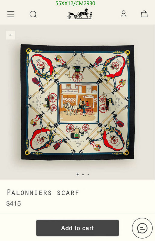 Hermes-Scarf Code: CM2930 $: 55USD