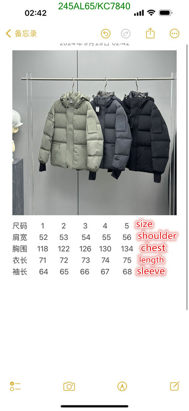 Moncler-Down jacket Men Code: KC7840 $: 245USD