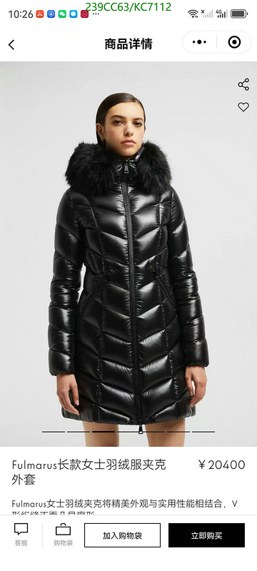 Moncler-Down jacket Women Code: KC7112 $: 239USD