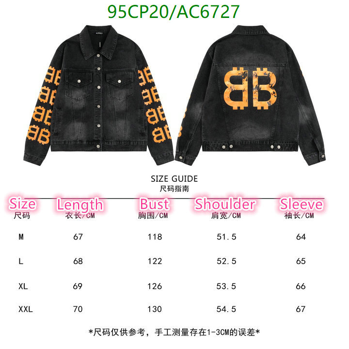 Balenciaga-Clothing Code: AC6727 $: 95USD