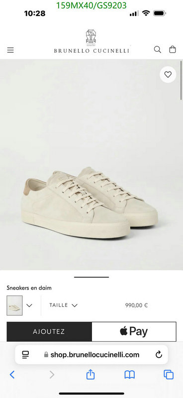 Brunello Cucinelli-Men shoes Code: GS9203 $: 159USD
