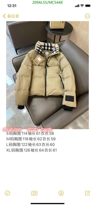 Burberry-Down jacket Women Code: MC5448 $: 209USD