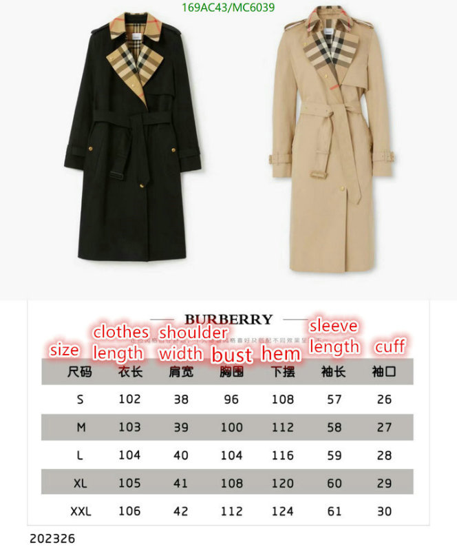 Burberry-Down jacket Women Code: MC6039 $: 169USD