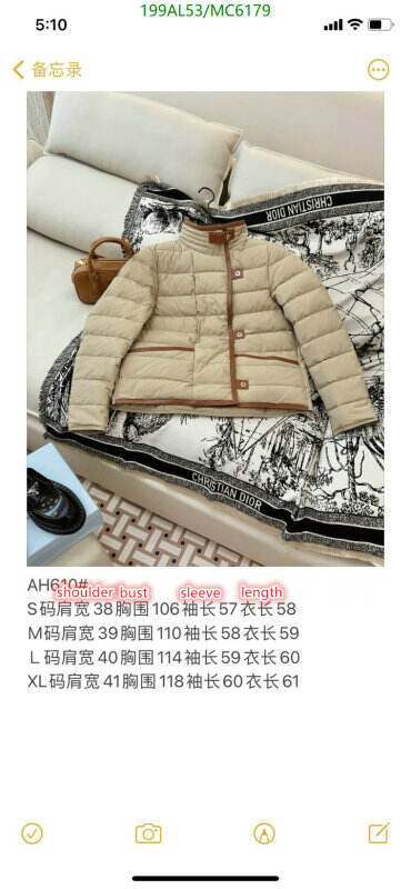 Burberry-Down jacket Women Code: MC6179 $: 199USD
