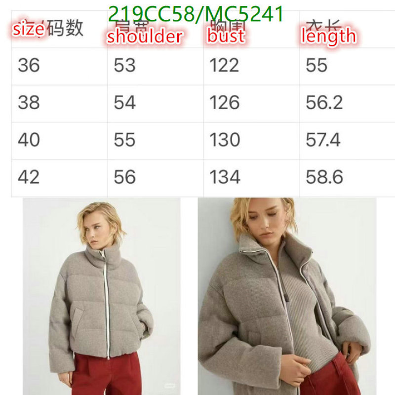 Brunello Cucinelli-Down jacket Women Code: MC5241 $: 219USD