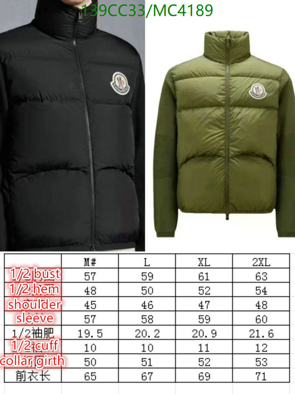 Moncler-Down jacket Women Code: MC4189 $: 139USD