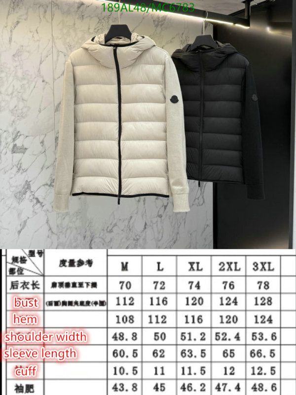 Moncler-Down jacket Women Code: MC6783 $: 189USD