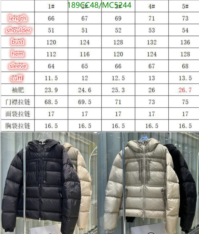 Moncler-Down jacket Men Code: MC5244 $: 189USD