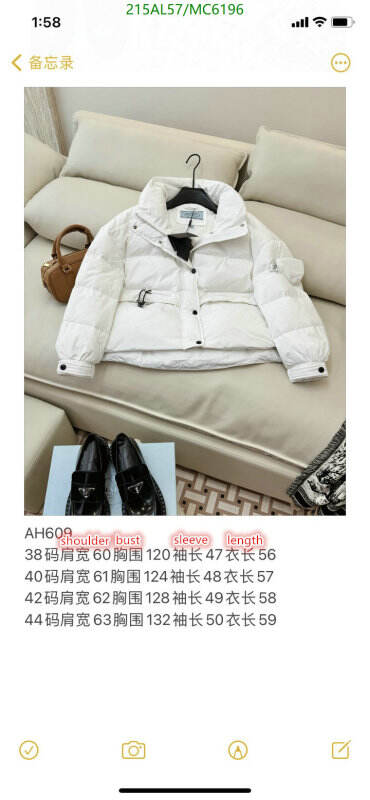 Prada-Down jacket Women Code: MC6196 $: 215USD