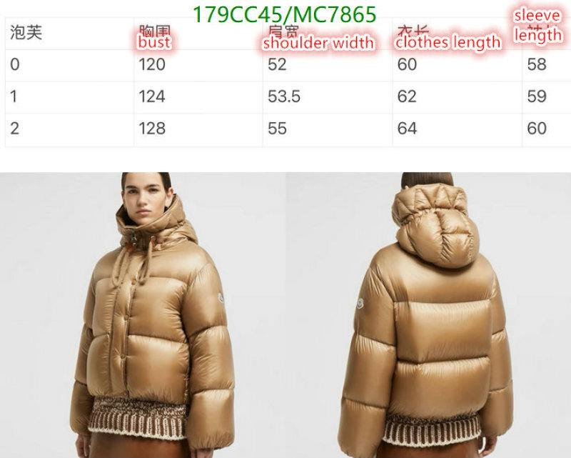 Moncler-Down jacket Women Code: MC7865 $: 179USD