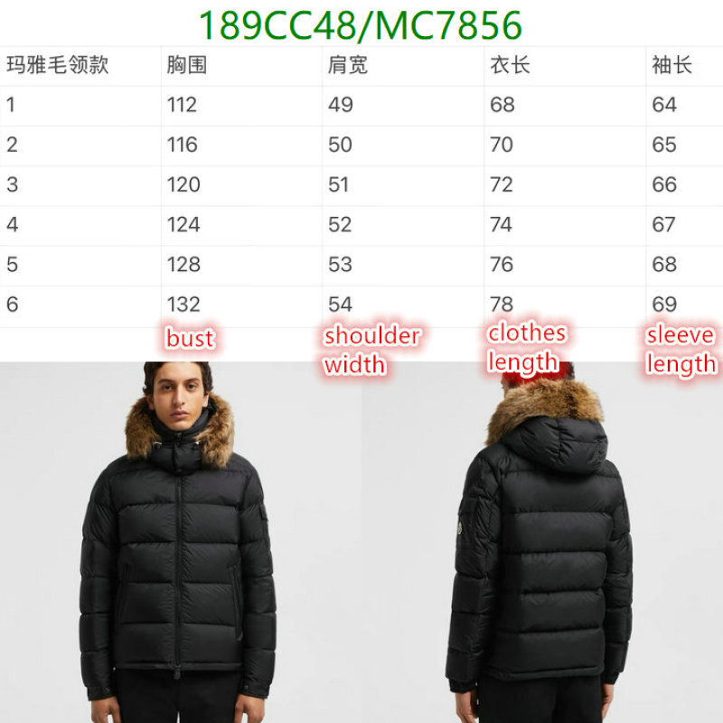 Moncler-Down jacket Men Code: MC7856 $: 189USD