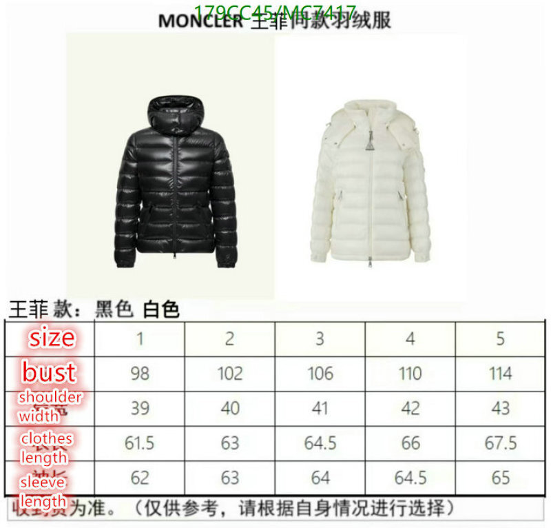Moncler-Down jacket Women Code: MC7417 $: 179USD